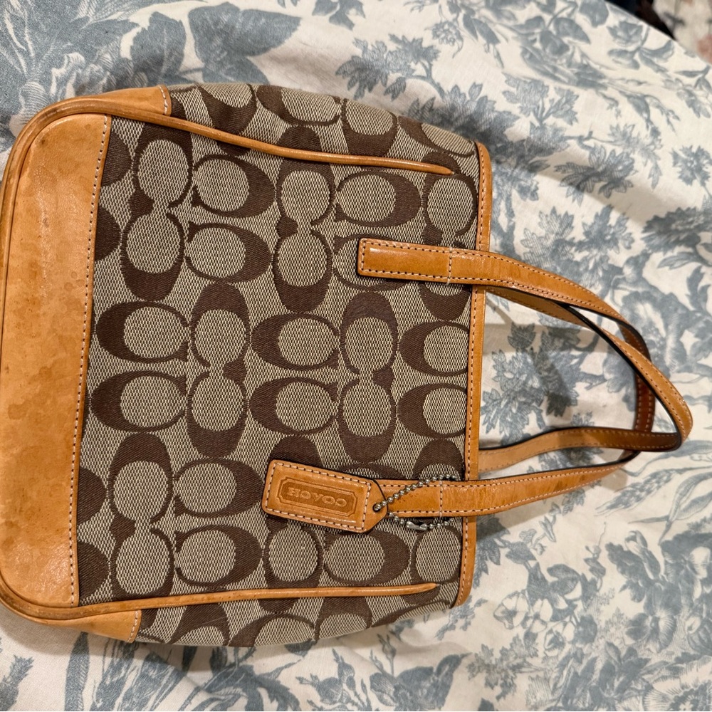 Coach Signature Brown and Tan Tote
